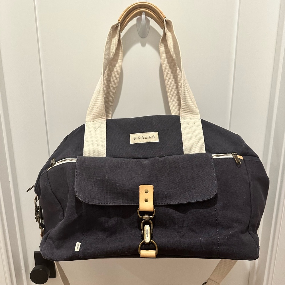 Birdling The Weekender Bag - Blue Canvas Travel Overnight Organizer Duffle